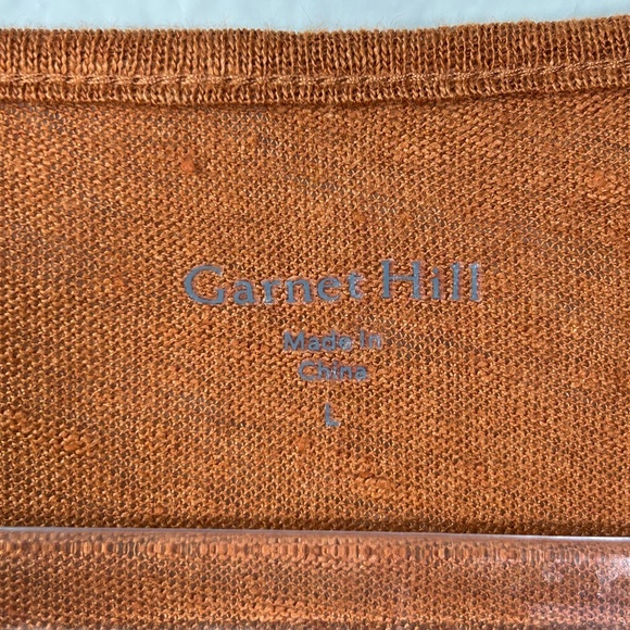 Garnet Hill size L organic linen puff sleeve top burnt orange jersey oversized - Picture 11 of 13